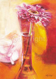 Pink Gerbera in a Cafe Posters by Gilles Legris