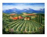 Tuscan Vineyard and Abbey Giclee Print by Marilyn Bast Dunlap
