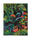 Blumen im Garten Kunstdruck von Auguste Macke