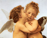 William Adolphe Bouguereau - The First Kiss, c.1873 (detail) - Poster William Adolphe Bouguereau - The First Kiss, c.1873 (detail) - Poster