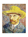 Self-Portrait with a Straw Hat, c.1888 Giclée-tryk af Vincent van Gogh