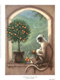 Monkey and Orange Tree Affiche par Janet Kruskamp