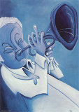 Músico de jazz en azul I Láminas por Patrick Daughton Músico de jazz en azul I Láminas por Patrick Daughton