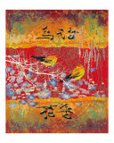 Bird Singing with Fragrant Flowers Giclee Print by Shelley Xie
