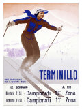 Terminillo, Women Snow and Ski Giclee Print by Giuseppe Riccobaldi