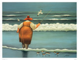 Pesca en las olas Pósters por Lowell Herrero