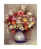 Dahlias dans Un Pot Bleu Prints by Marcel Dyf