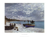 Playa de Sainte-Adresse Lámina por Claude Monet