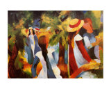 Jeunes filles sous les arbres Affiches par Auguste Macke