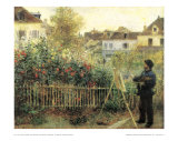 Claude Monet pintando Póster por Pierre-Auguste Renoir