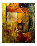 Rose pastel reproduction procédé giclée par Pol Ledent