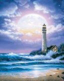 Phare au clair de lune Affiche par Steve Sundram