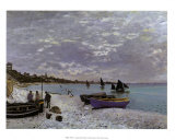 La plage a Sainte-Adresse Prints by Claude Monet