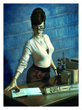 Pin-Up Girl: Quiet Please Librarian Giclee Print by Richie Fahey