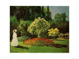 Lady in a Garden Poster by Claude Monet