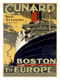 Lignes Cunard, de Boston à l'Europe Reproduction procédé giclée