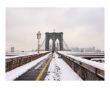 Brooklyn Bridge Snow Day Giclee Print by New Yorkled