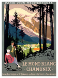 Mont Blanc Chamonix Travel Poster Lámina giclée por Roger Broders