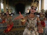 National Ballet Performing Ancient Apsara Dance at Royal Palace Pagoda, Phnom Penh, Cambodia Photographic Print by John Banagan
