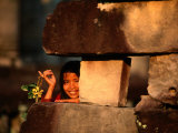 Smiling Girl at Preah Khan Temple, Angkor, Siem Reap, Cambodia Photographic Print by Anders Blomqvist