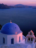Blue-Domed Church at Sunset, Oia, Santorini Island, Southern Aegean, Greece Photographic Print by Jan Stromme