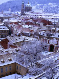 Snow-Covered Rooftops of Mala Strana, Prague, Czech Republic Photographic Print by Richard Nebesky