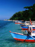 Passenger Boats Moored at Gili Air, Lombok, West Nusa Tenggara, Indonesia Photographic Print by Bernard Napthine