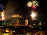 Fireworks Over City, Salzburg, Austria Photographic Print by Thomas Winz