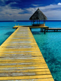 Pontoon and Hut Over the Lagoon, Rangiroa, Taumotus, The, French Polynesia Photographic Print by Jean-Bernard Carillet