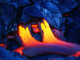 A Glowing New Lava Flow Near Chain of Craters Road, Hawaii (Big Island), Hawaii, USA Photographic Print by Ann Cecil