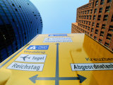 Traffic Sign Between Sony Center (Left) and Another High-Rise, Potsdamer Strasse, Berlin, Germany Photographic Print by Martin Moos