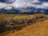 Fencing in the Grand Teton National Park, Grand Teton National Park, Wyoming, USA Photographic Print by Carol Polich