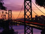 San Francisco Bay Bridge at Dusk Seen from Treasure Island, San Francisco, USA Photographic Print by Woods Wheatcroft