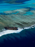 Shipwreck on Barrier Reef, Lagoon South, New Caledonia Photographic Print by Jean-Bernard Carillet