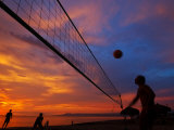 Sunset Volleyball on Playa De Los Muertos (Beach of the Dead), Puerto Vallarta, Mexico Photographic Print by Anthony Plummer