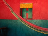 Detail of Painted House Facade with Shutter and Hammock, La Venta Del Sur,Choluteca, Honduras Fotografisk trykk av Jeffrey Becom Detail of Painted House Facade with Shutter and Hammock, La Venta Del Sur,Choluteca, Honduras Fotografisk trykk av Jeffrey Becom
