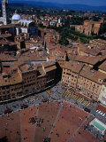 Aerial View of Square from Top of Torre Del Mangia Siena, Tuscany, Italy Photographic Print by Glenn Beanland