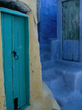 Painted Stepped Alley and Green Wooden Door,Pothia, Kalymnos, Greece Photographic Print by Jeffrey Becom