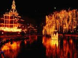 Lake in Tivoli Gardens Illuminated for Christmas Market, Copenhagen, Denmark Photographic Print by Anders Blomqvist