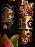 Masks in Handicraft Store, China Town, Malaysia Photographic Print by Wayne Walton