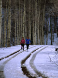 Women Jogging in a Wintery Park City, Park City, Utah, USA Photographic Print by Cheyenne Rouse