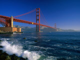 Waves Pound Fort Point Beneath the Golden Gate Bridge, San Francisco, California, USA Photographic Print by David Tomlinson