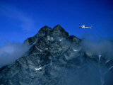 Helicopter Flying Over Mt. Venjetind, Near Romsdalen, Romsdalen Alps, Norway Photographic Print by Anders Blomqvist