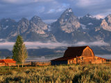 Barn on Mormon Row, with the Teton Mountain Range in the Background, Grand Teton National Park Photographic Print by Brent Winebrenner