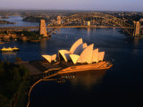 John Borthwick - Aerial View of Sydney Opera House and Sydney Harbour Bridge, New South Wales, Australia - Fotografik Baskı