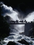 Pony Carts Crossing Bridge Over Waterfall and Rapids, Briksdal, Norway Reprodukcja zdjęcia autor Craig Pershouse Pony Carts Crossing Bridge Over Waterfall and Rapids, Briksdal, Norway Reprodukcja zdjęcia autor Craig Pershouse