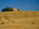 Hay Bales and Farm House Near Pienza, Pienza, Tuscany, Italy Photographic Print by Diana Mayfield