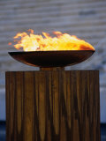 The Olympic Flame Burns in the Reconstructed Roman Stadium, Athens, Attica, Greece Fotografie-Druck von Neil Setchfield