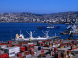 Cargo Ships in City Port, Valparaiso, Chile Fotoprint van Brent Winebrenner Cargo Ships in City Port, Valparaiso, Chile Fotoprint van Brent Winebrenner