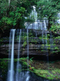Water Spilling Over Rocks at Russell Falls, Mt. Field National Park, Australia Fotografisk trykk av John Banagan